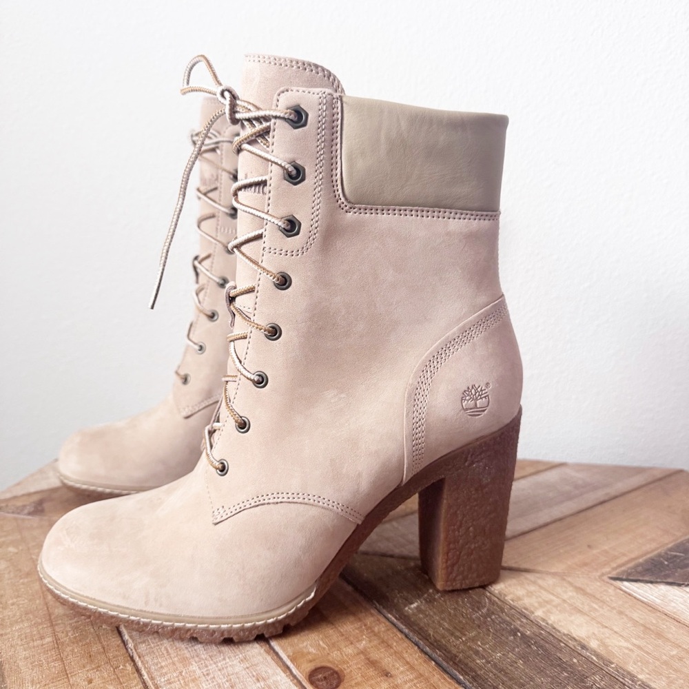 Timberland Glancy Light Taupe Nubuck Lace Up Boots - Picture 3 of 11
